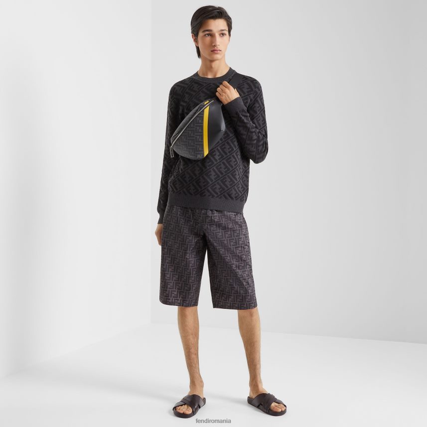 geantă de curea din material textil gri Fendi bărbați accesorii 86084L1804