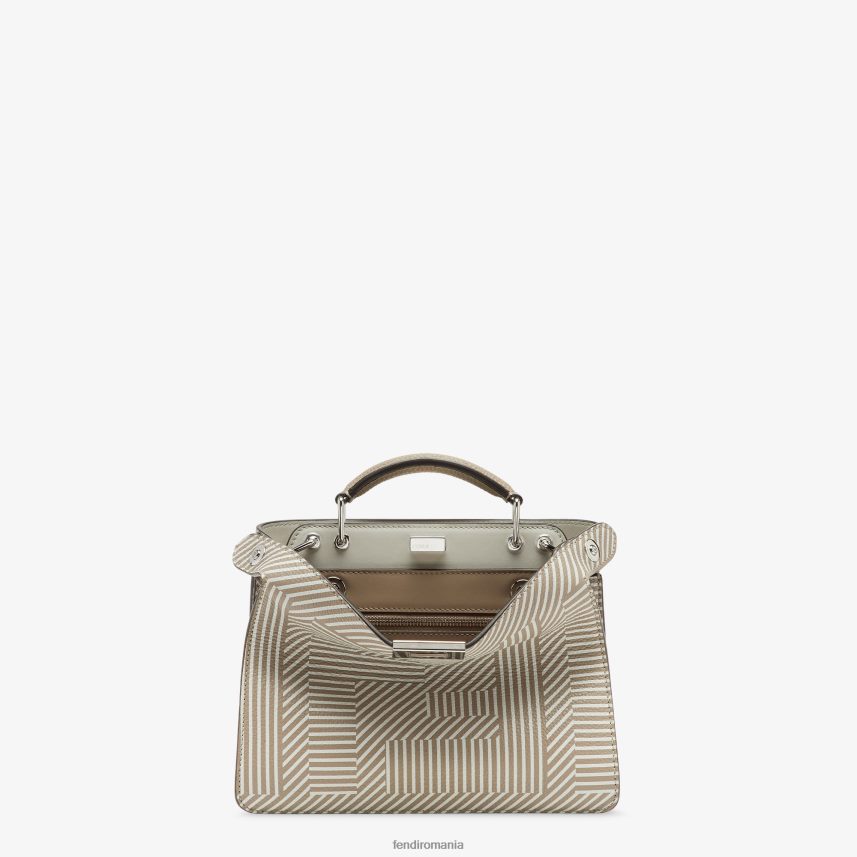 geantă din piele imprimată în două tonuri bej Fendi bărbați accesorii 86084L1820