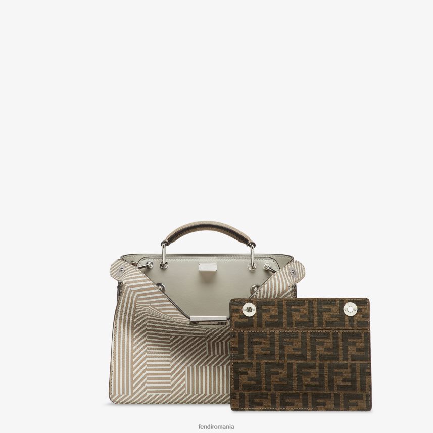 geantă din piele imprimată în două tonuri bej Fendi bărbați accesorii 86084L1820