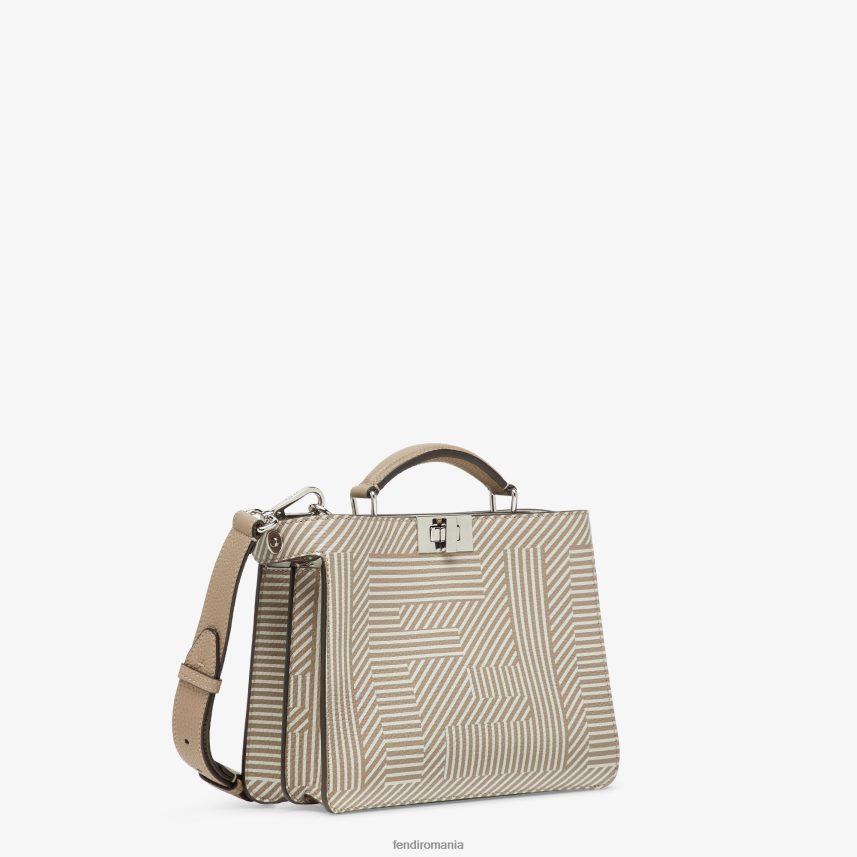 geantă din piele imprimată în două tonuri bej Fendi bărbați accesorii 86084L1820