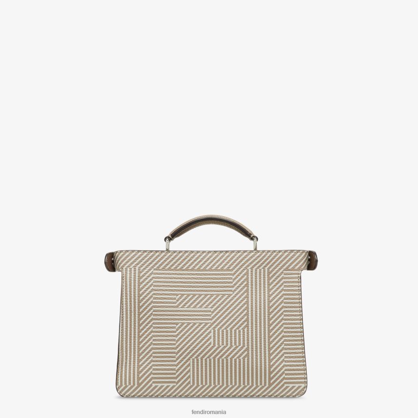 geantă din piele imprimată în două tonuri bej Fendi bărbați accesorii 86084L1820