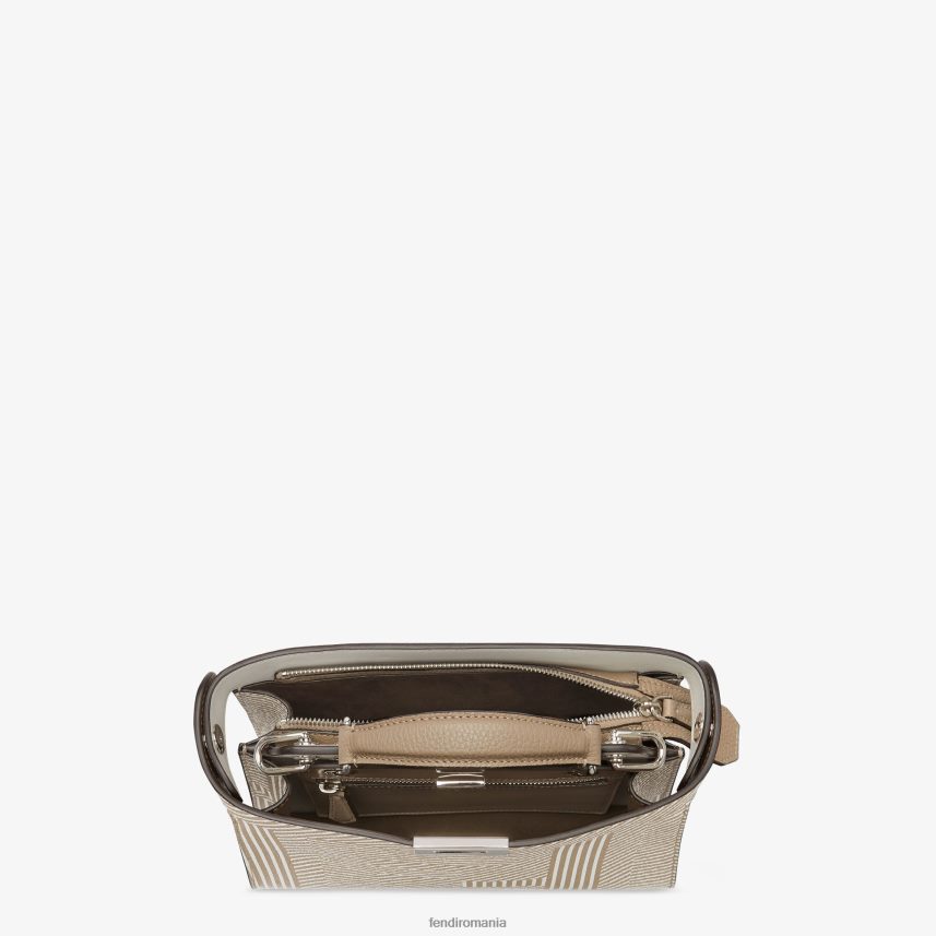 geantă din piele imprimată în două tonuri bej Fendi bărbați accesorii 86084L1820