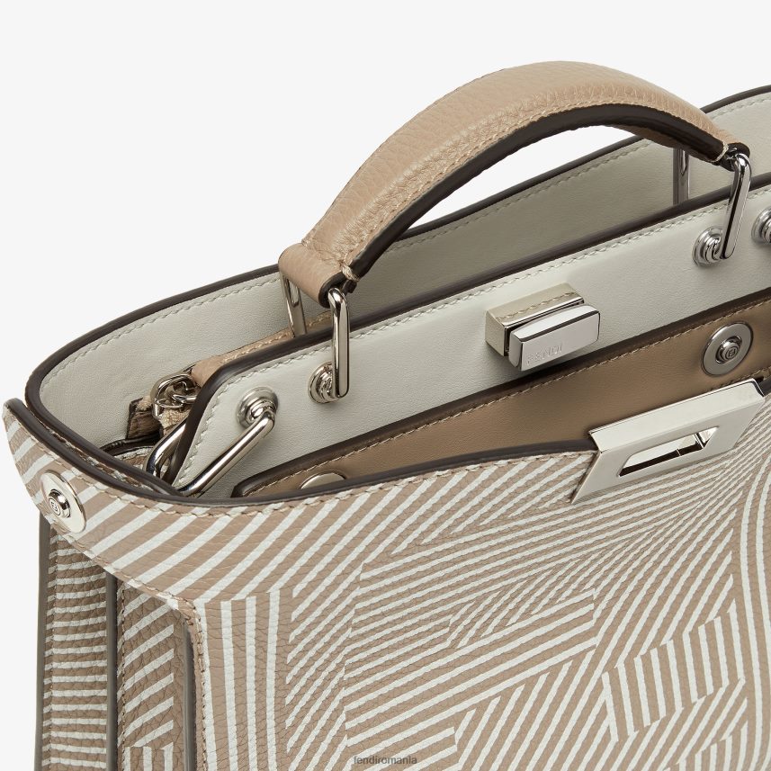 geantă din piele imprimată în două tonuri bej Fendi bărbați accesorii 86084L1820