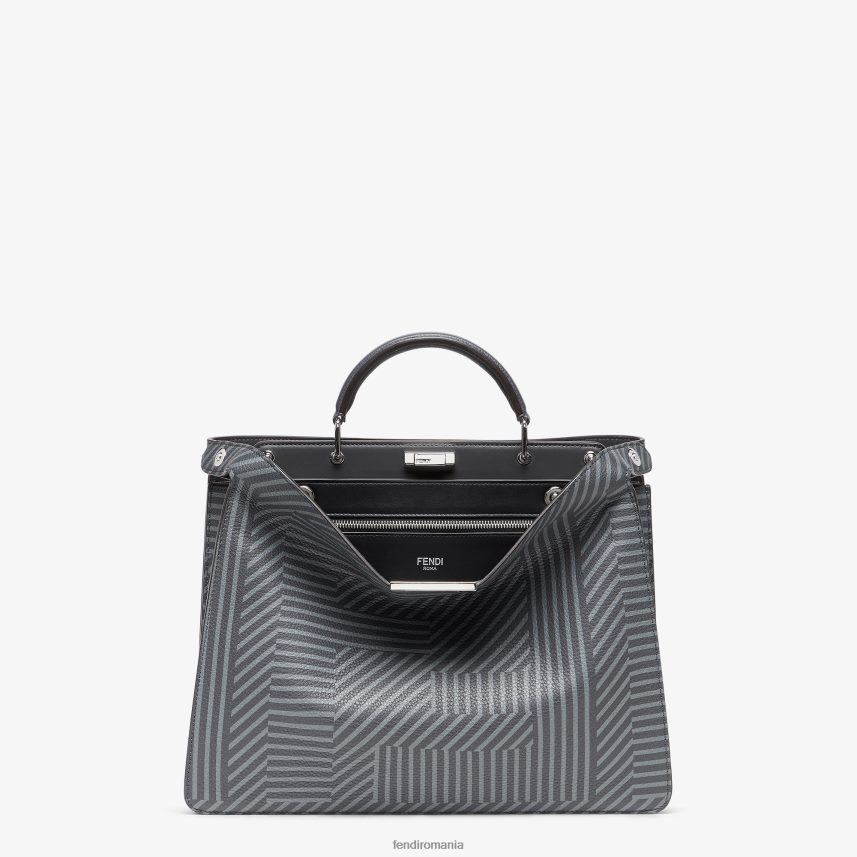 geantă din piele imprimată în două tonuri gri Fendi bărbați accesorii 86084L1819