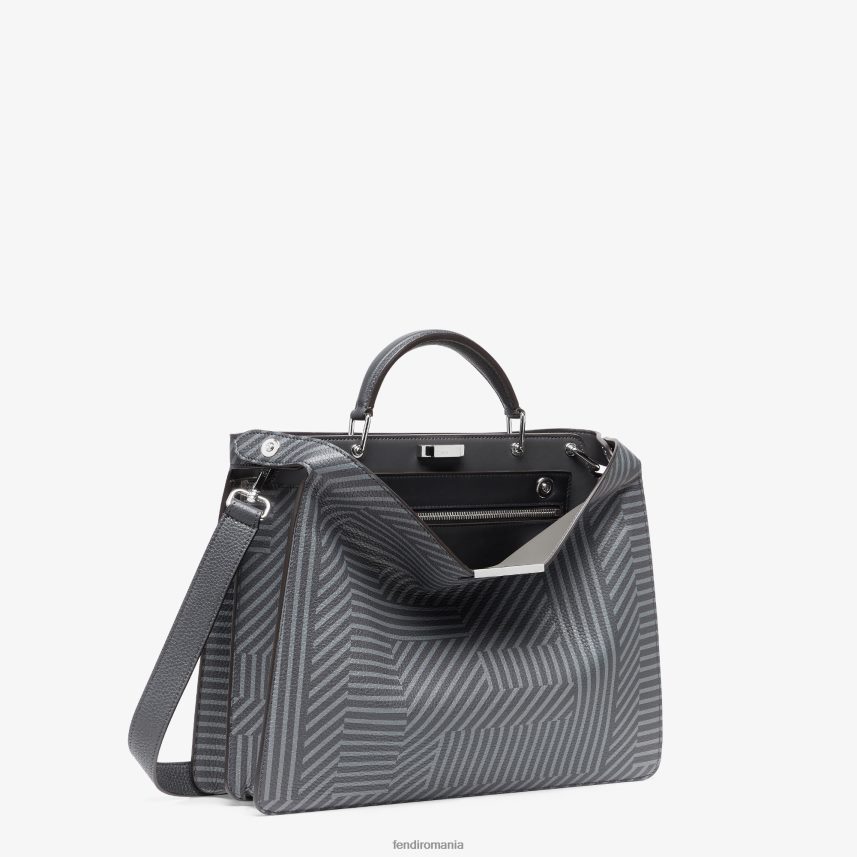 geantă din piele imprimată în două tonuri gri Fendi bărbați accesorii 86084L1819