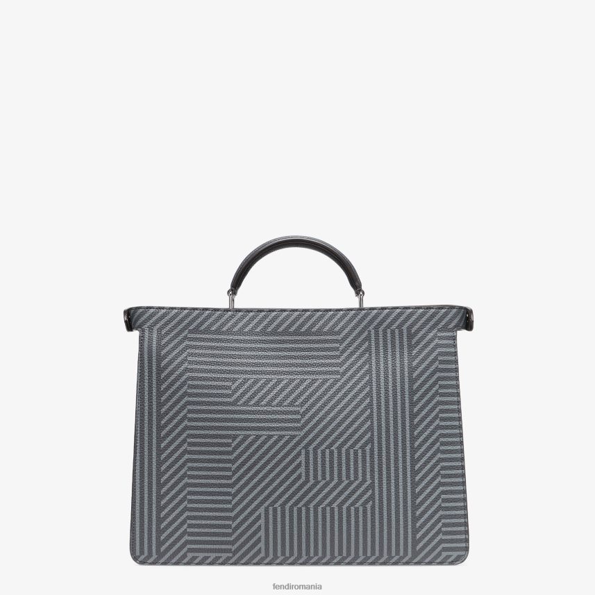geantă din piele imprimată în două tonuri gri Fendi bărbați accesorii 86084L1819