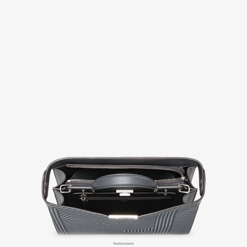 geantă din piele imprimată în două tonuri gri Fendi bărbați accesorii 86084L1819