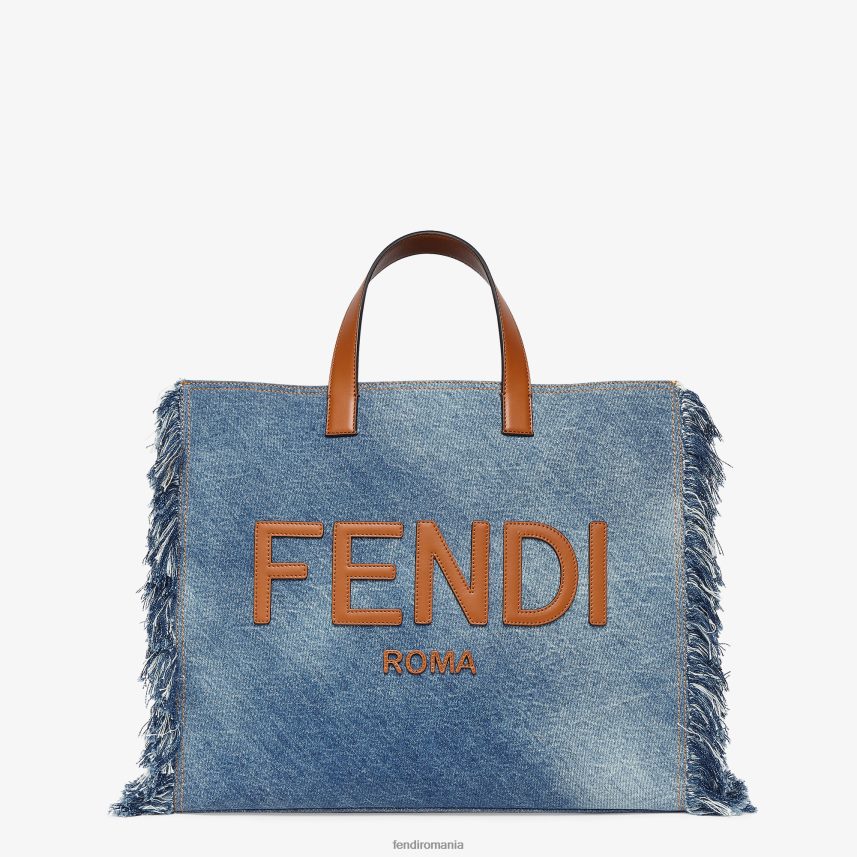 geanta denim cu franjuri albastru Fendi bărbați accesorii 86084L1868