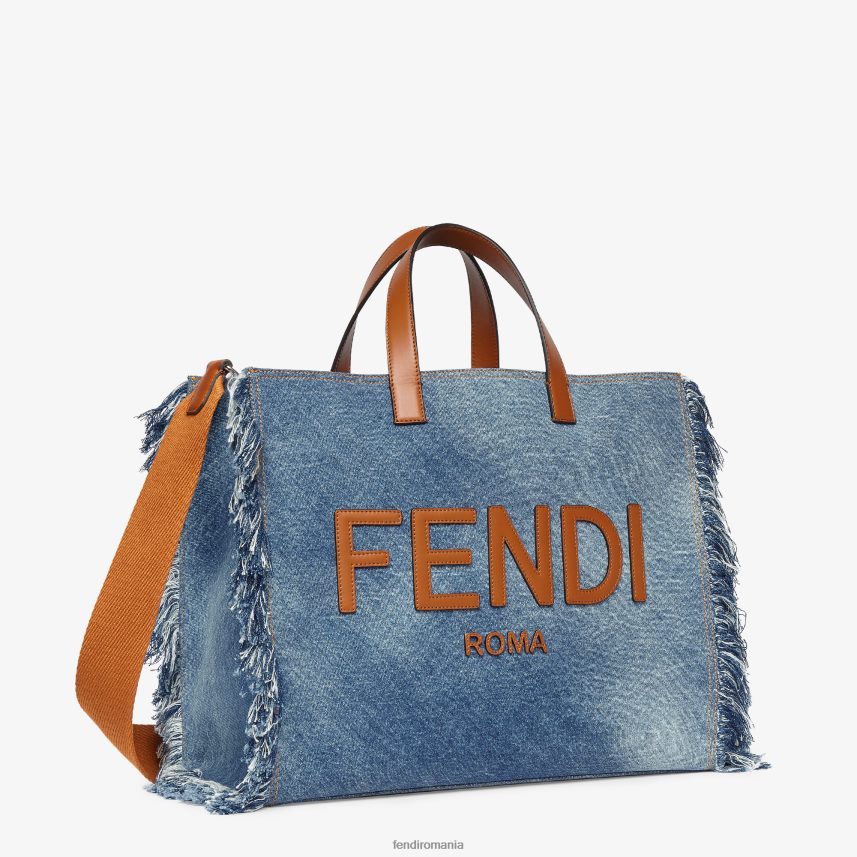 geanta denim cu franjuri albastru Fendi bărbați accesorii 86084L1868