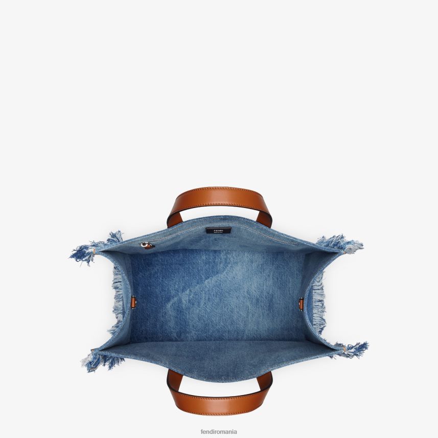 geanta denim cu franjuri albastru Fendi bărbați accesorii 86084L1868