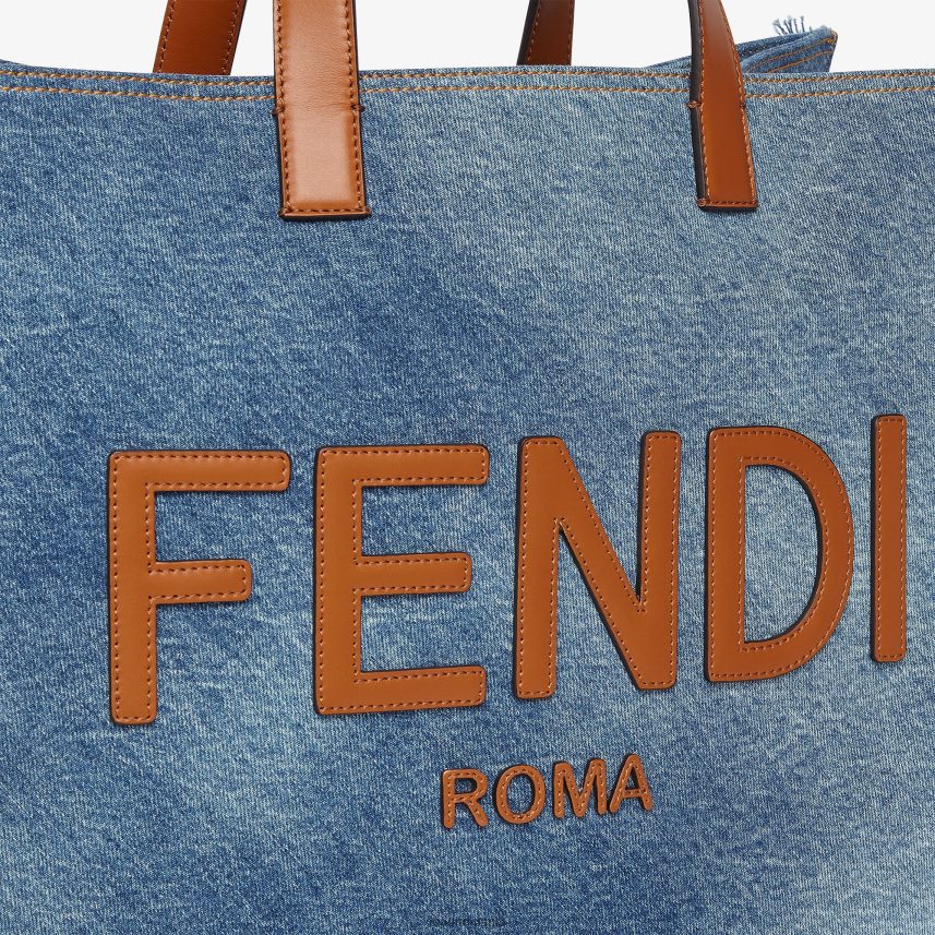 geanta denim cu franjuri albastru Fendi bărbați accesorii 86084L1868