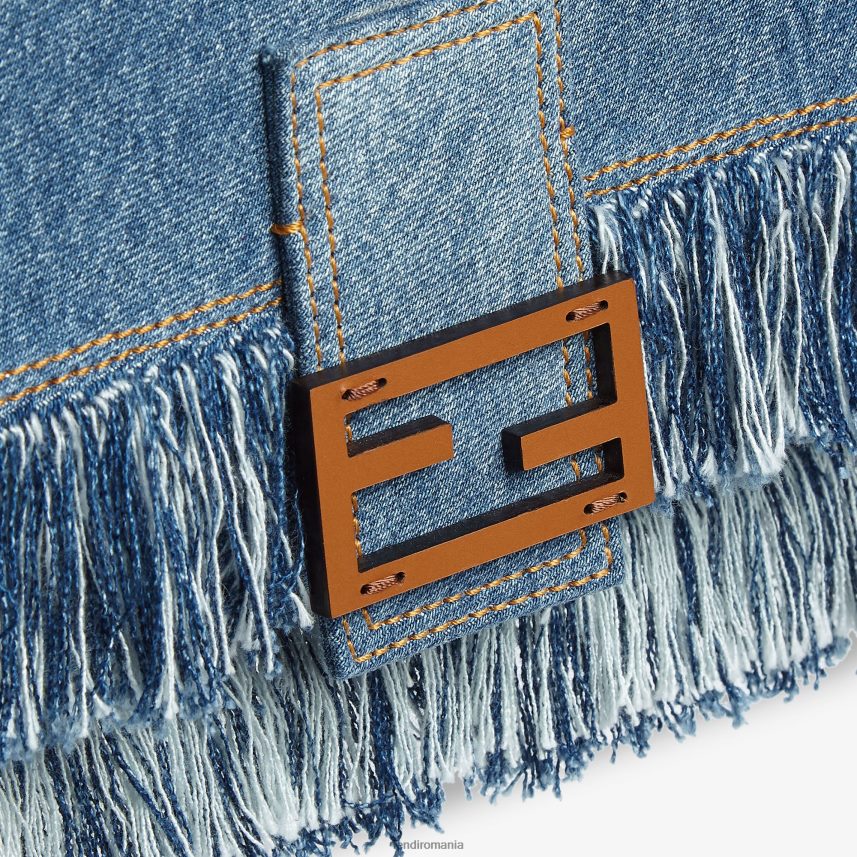 geanta denim cu franjuri albastru Fendi bărbați accesorii 86084L1869