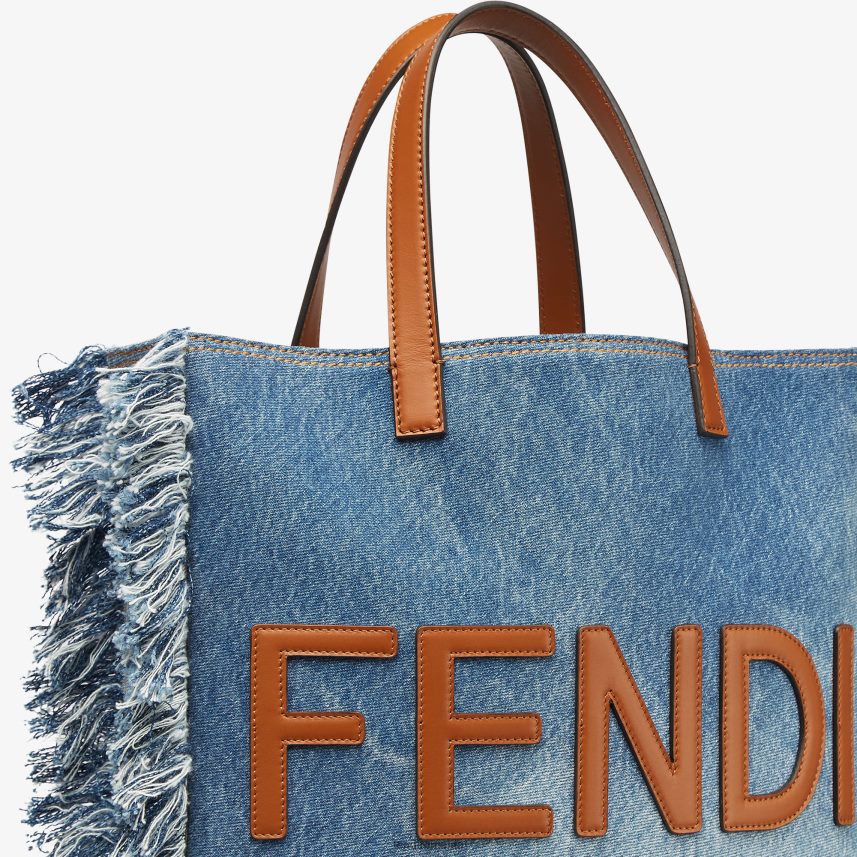 geanta denim cu franjuri albastru Fendi bărbați accesorii 86084L1873