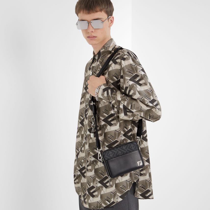 geanta din piele si ff negru Fendi bărbați accesorii 86084L1813