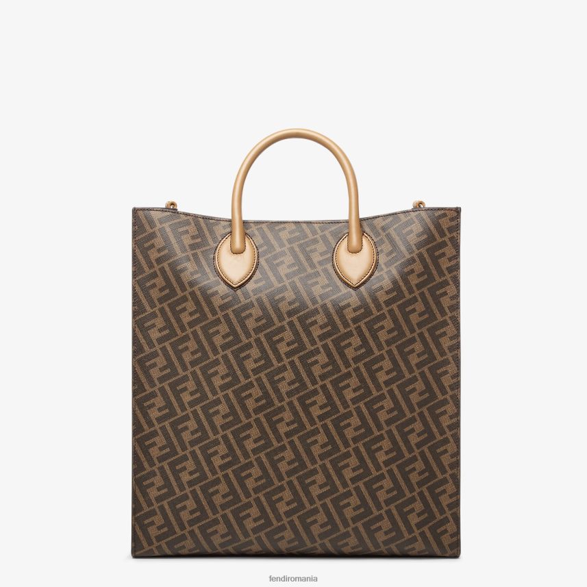 geanta din piele si stofa ff maro Fendi bărbați accesorii 86084L1854