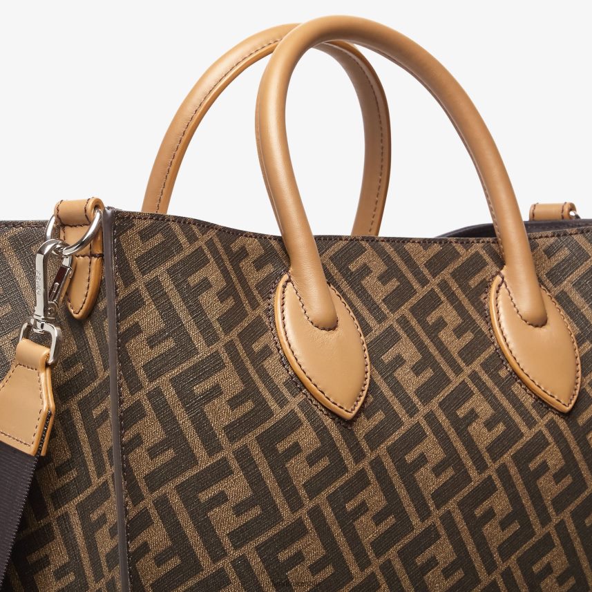 geanta din piele si stofa ff maro Fendi bărbați accesorii 86084L1854