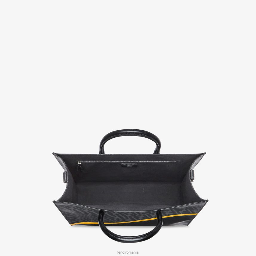 geanta din piele si stofa ff negru Fendi bărbați accesorii 86084L1843