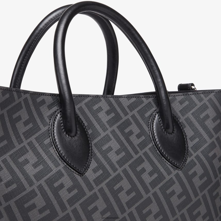 geanta din piele si stofa ff negru Fendi bărbați accesorii 86084L1843