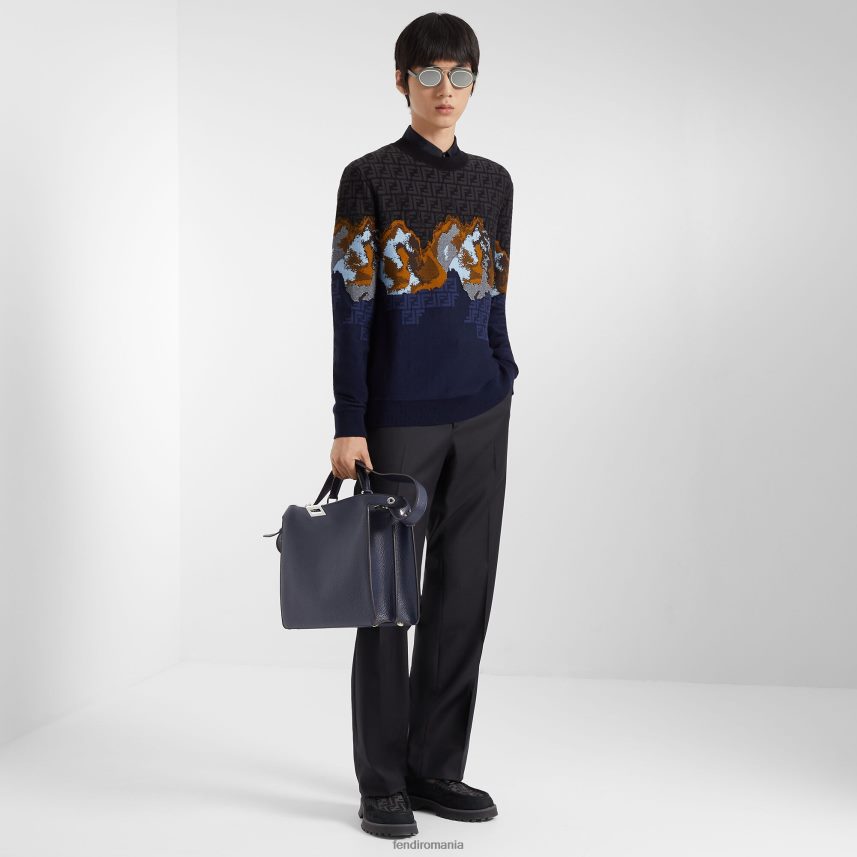 geanta medie din piele peekaboo iseeu albastru Fendi bărbați accesorii 86084L1833