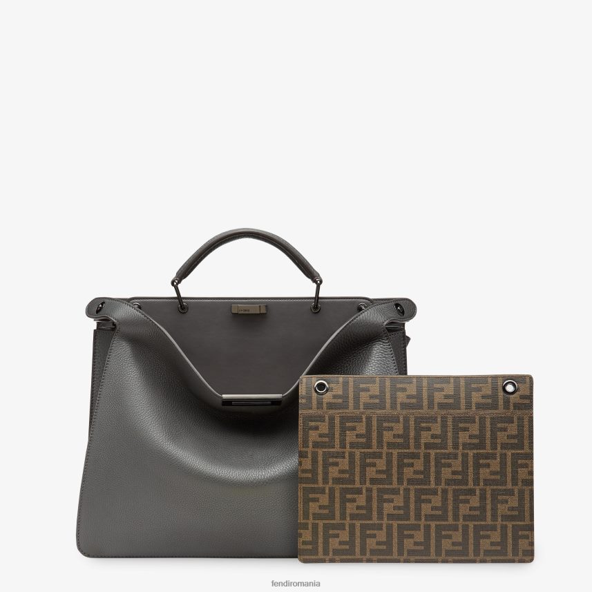 geanta medie din piele peekaboo iseeu gri Fendi bărbați accesorii 86084L1816