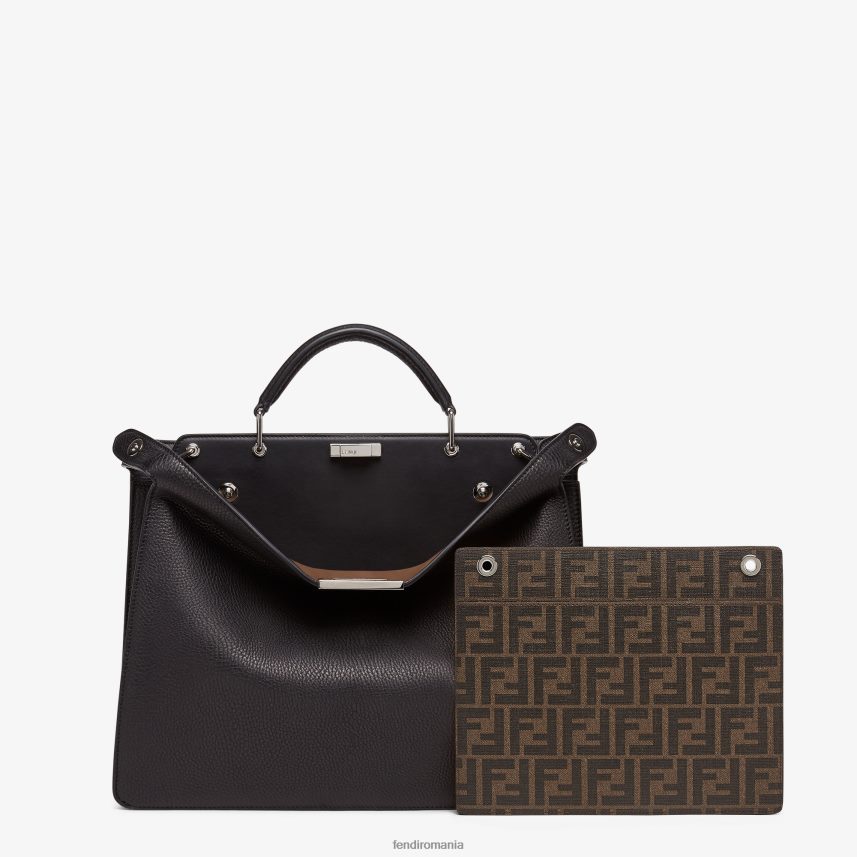 geanta medie din piele peekaboo iseeu negru Fendi bărbați accesorii 86084L1817