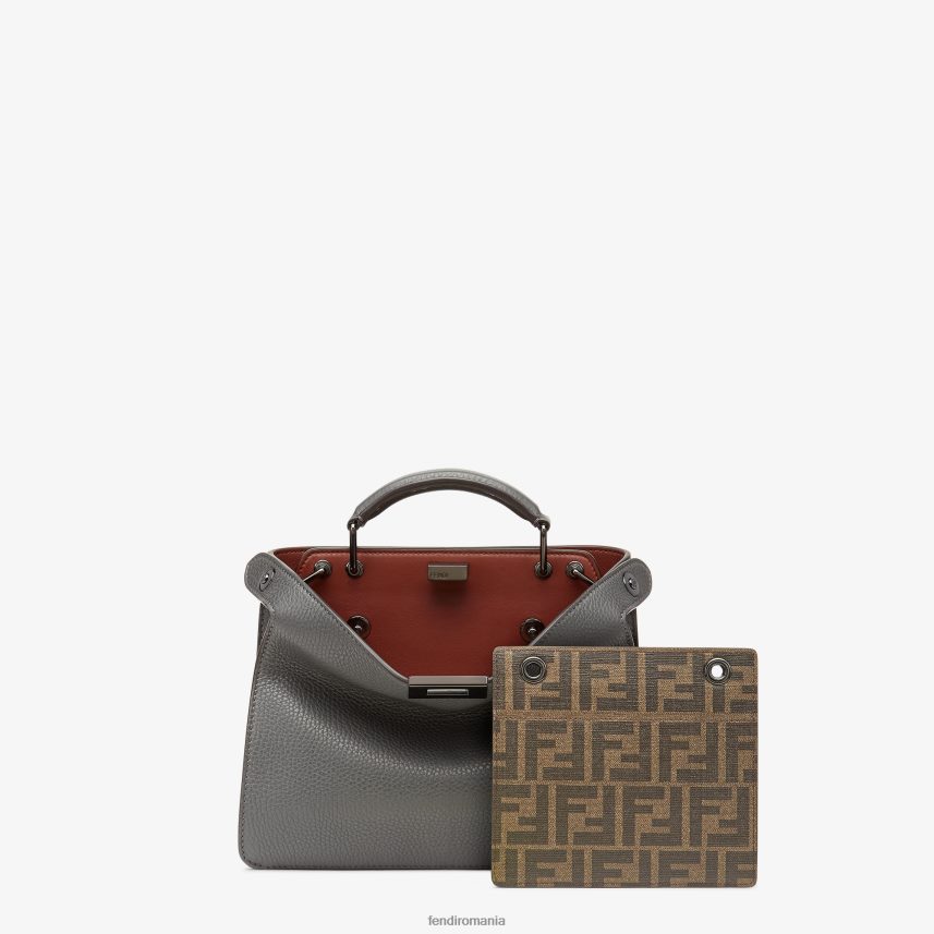 geanta peekaboo iseeu mini din piele gri Fendi bărbați accesorii 86084L1824