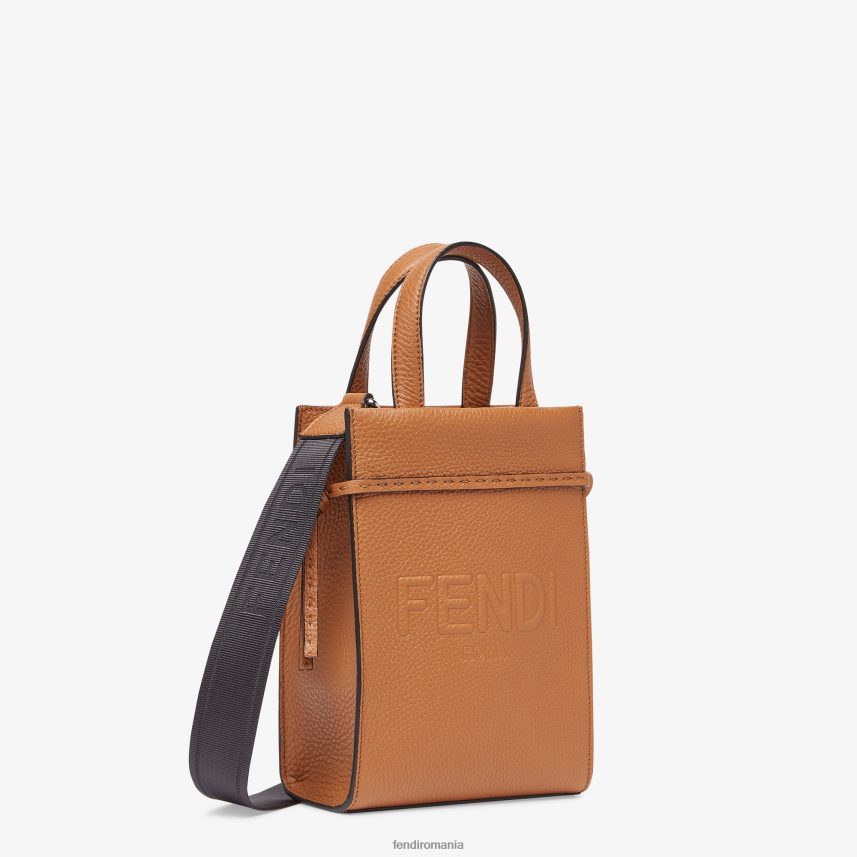 mini go to shopper geantă din piele maro Fendi bărbați accesorii 86084L1871