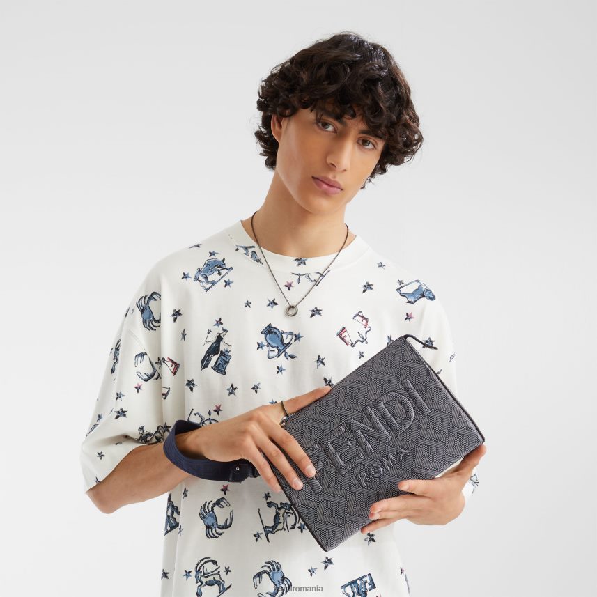 pochette din piele cu imprimeu ff dungi multicolor Fendi bărbați accesorii 86084L1792