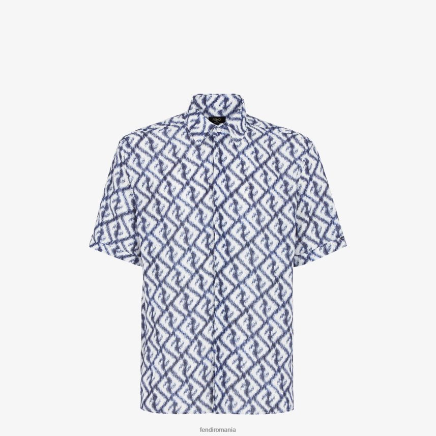 cămașă de in albastru Fendi bărbați îmbrăcăminte 86084L2009