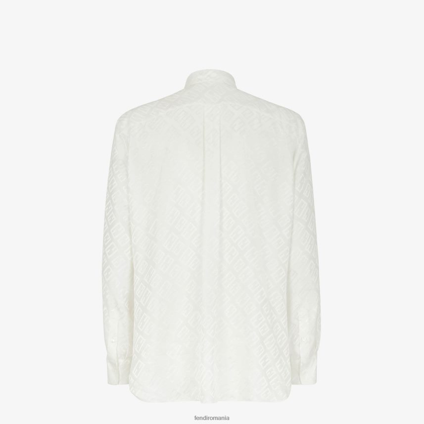 cămașă de mătase alb Fendi bărbați îmbrăcăminte 86084L2087