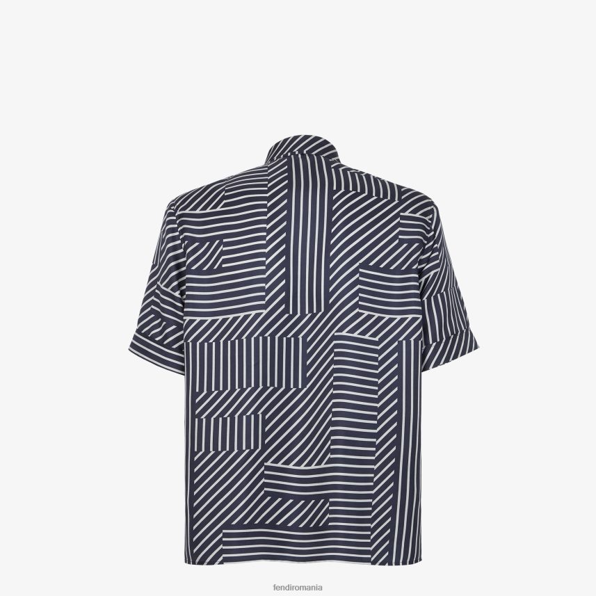 cămașă de mătase albastru Fendi bărbați îmbrăcăminte 86084L1919