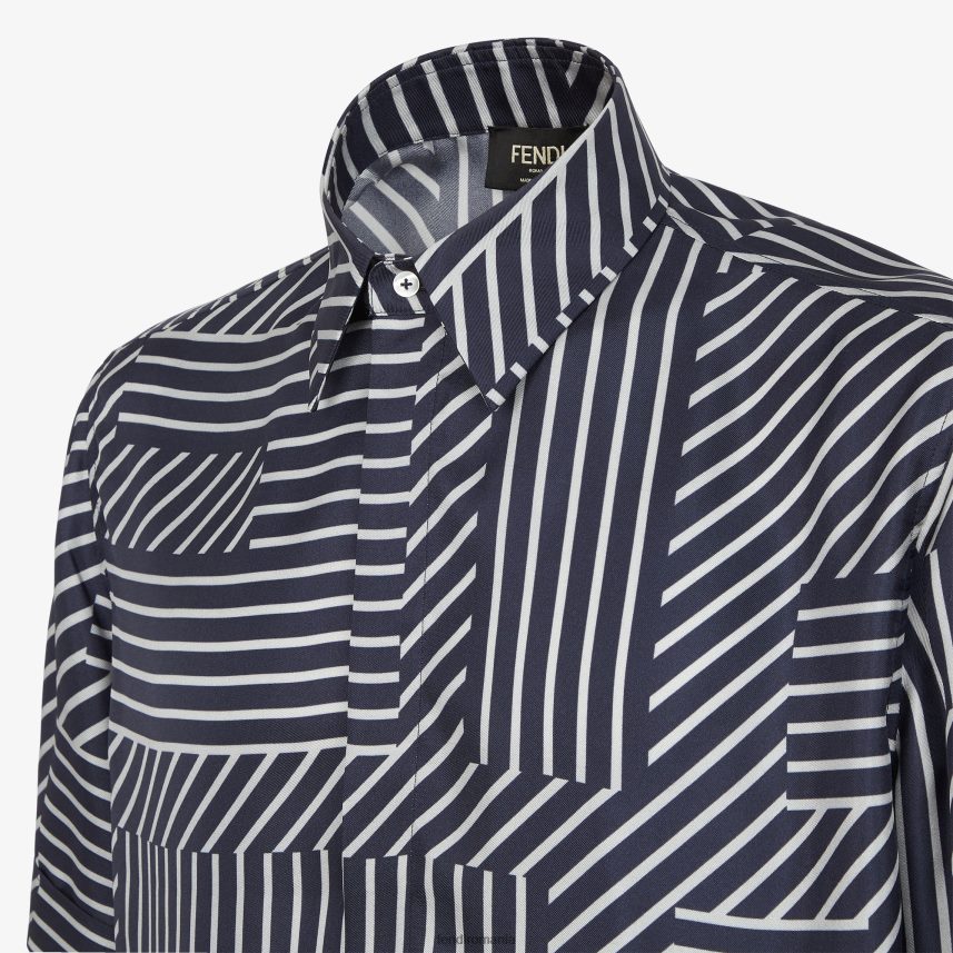 cămașă de mătase albastru Fendi bărbați îmbrăcăminte 86084L1919