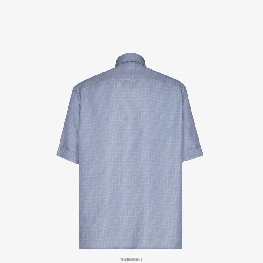 cămașă de mătase albastru deschis Fendi bărbați îmbrăcăminte 86084L1948