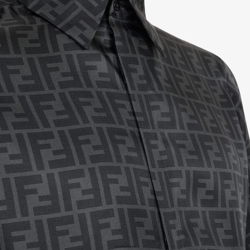 cămașă de mătase gri Fendi bărbați îmbrăcăminte 86084L2132