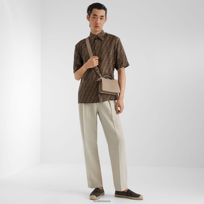 cămașă de mătase maro Fendi bărbați îmbrăcăminte 86084L1934