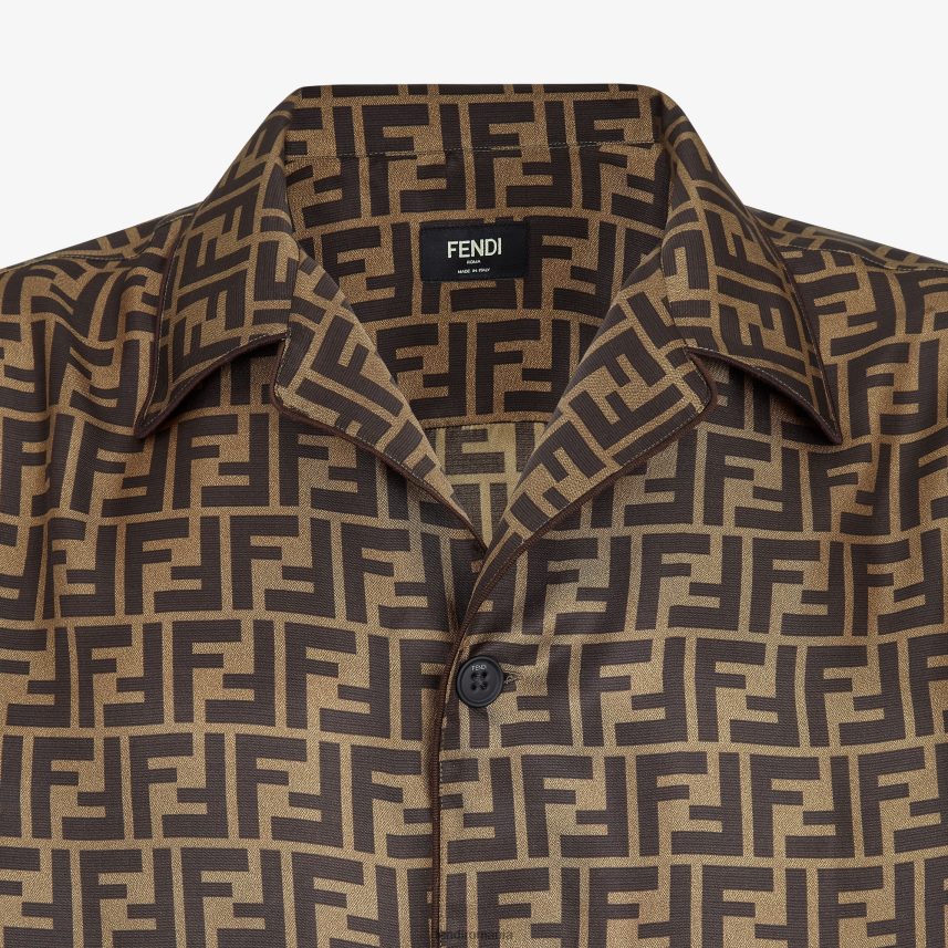 cămașă de mătase maro Fendi bărbați îmbrăcăminte 86084L2134