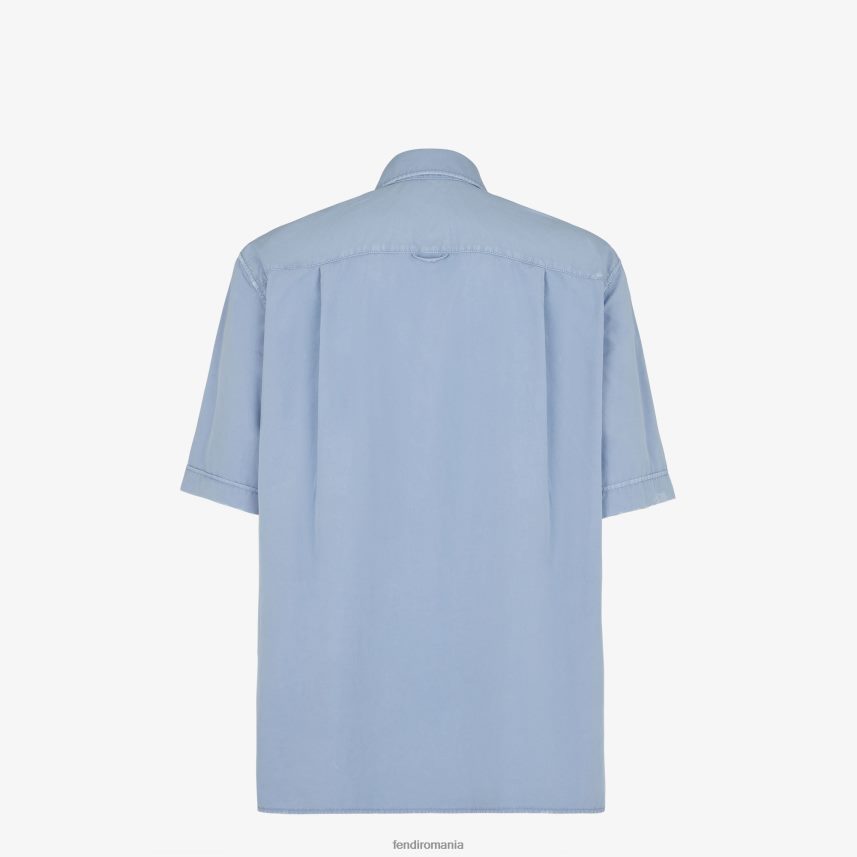cămașă din bumbac albastru deschis Fendi bărbați îmbrăcăminte 86084L1910