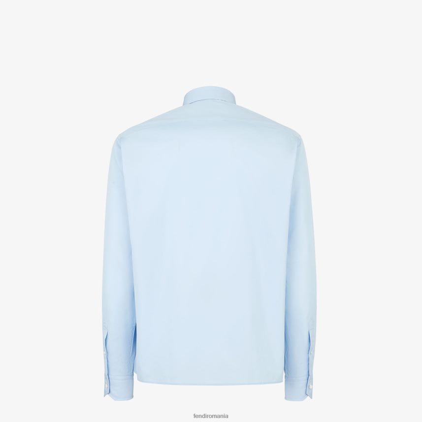 cămașă din bumbac albastru deschis Fendi bărbați îmbrăcăminte 86084L2060