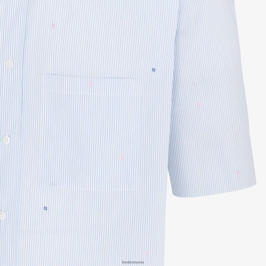 cămașă din bumbac albastru deschis Fendi bărbați îmbrăcăminte 86084L2070