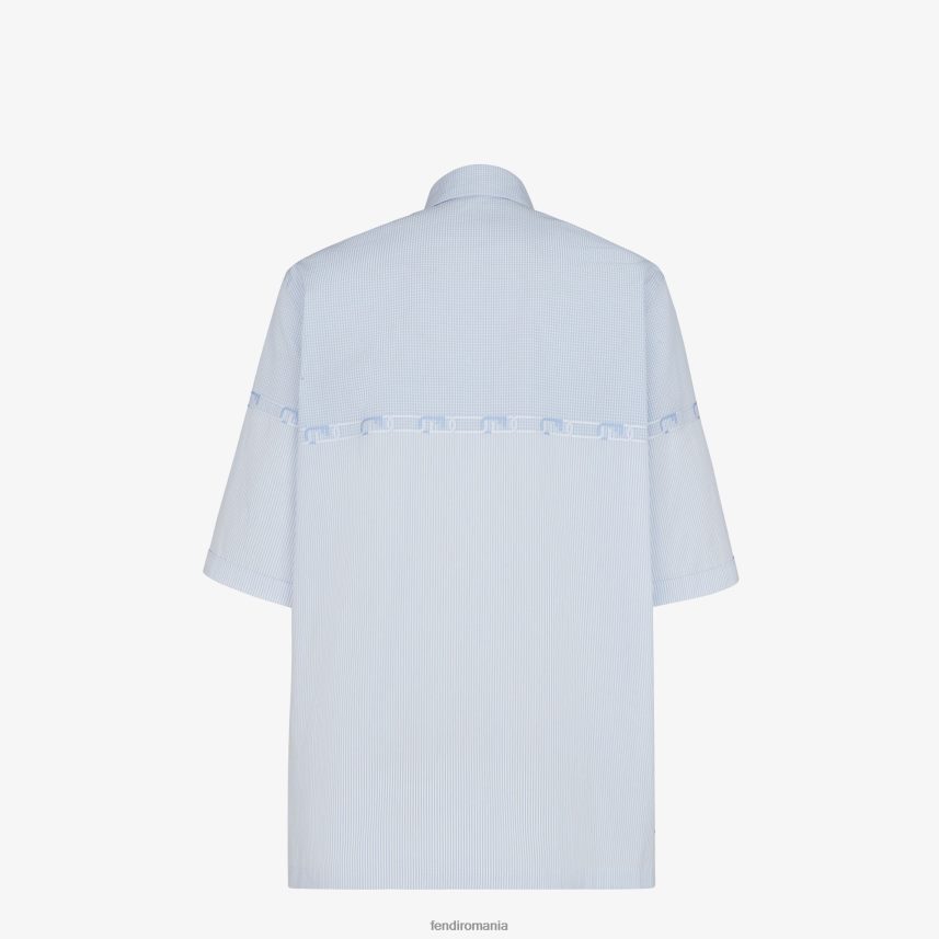 cămașă din bumbac albastru deschis Fendi bărbați îmbrăcăminte 86084L2184