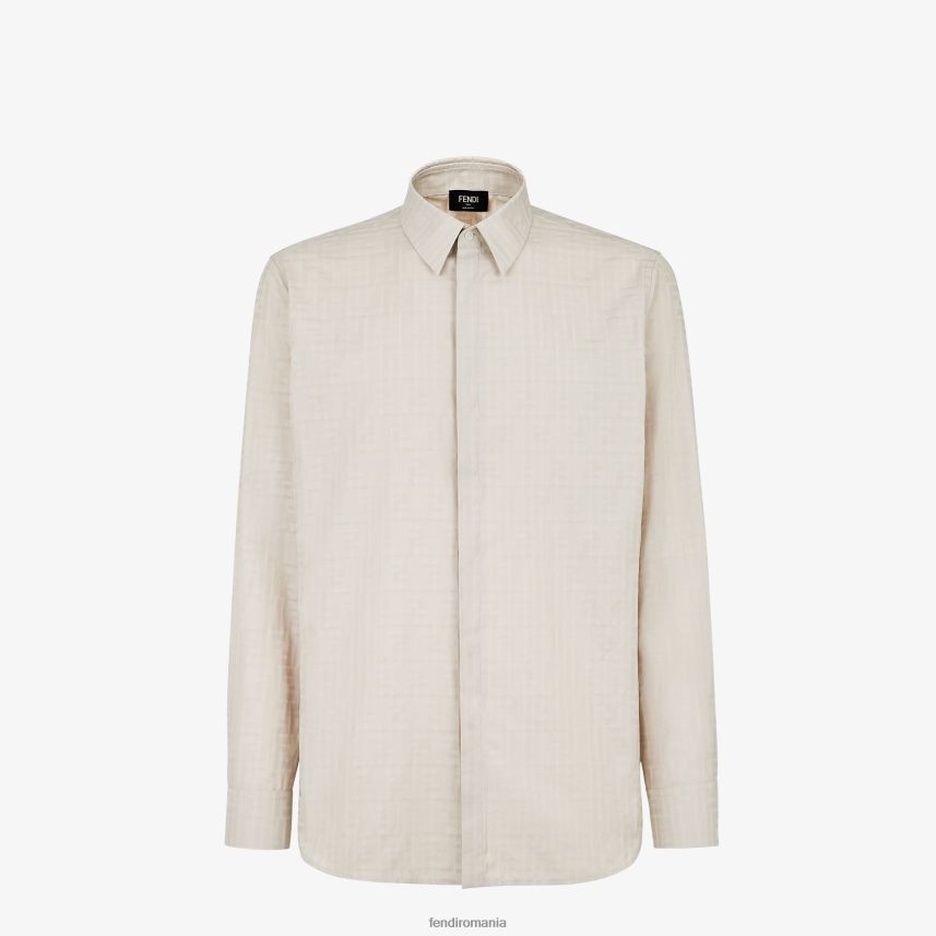 cămașă din bumbac și viscoză bej Fendi bărbați îmbrăcăminte 86084L1933
