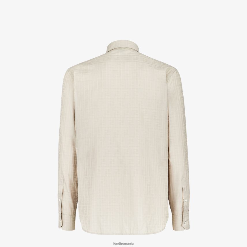 cămașă din bumbac și viscoză bej Fendi bărbați îmbrăcăminte 86084L1933