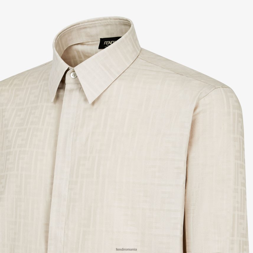 cămașă din bumbac și viscoză bej Fendi bărbați îmbrăcăminte 86084L1933