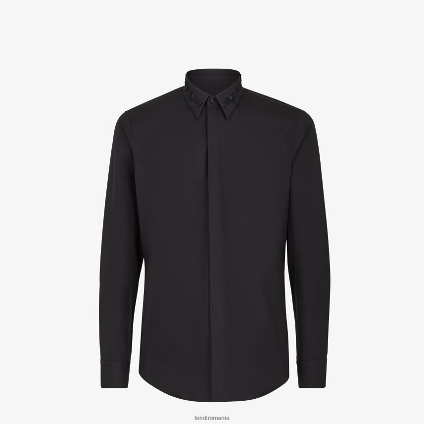 cămașă din bumbac negru Fendi bărbați îmbrăcăminte 86084L2083