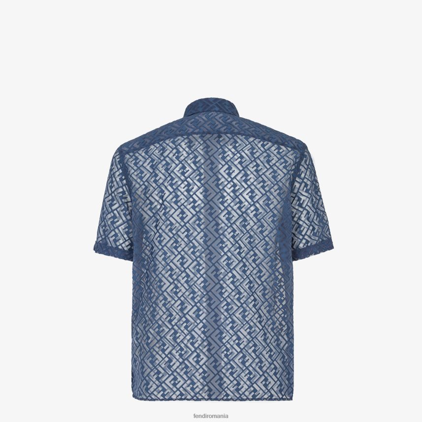 cămașă din stofă devore albastru Fendi bărbați îmbrăcăminte 86084L2036