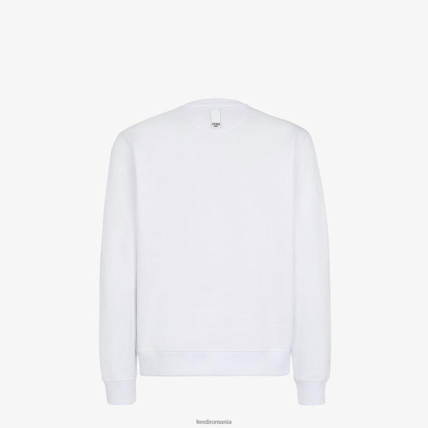 hanorac din bumbac alb Fendi bărbați îmbrăcăminte 86084L2142