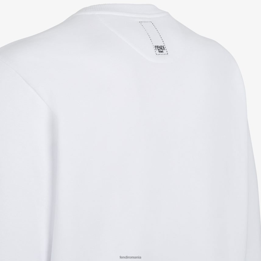 hanorac din bumbac alb Fendi bărbați îmbrăcăminte 86084L2142