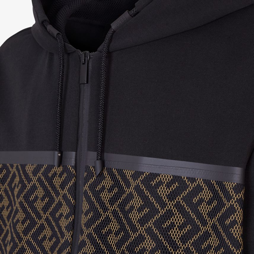 hanorac din bumbac negru Fendi bărbați îmbrăcăminte 86084L2138