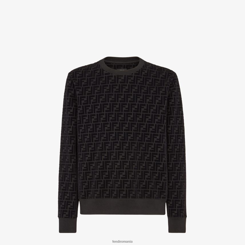 hanorac piqué negru Fendi bărbați îmbrăcăminte 86084L1996