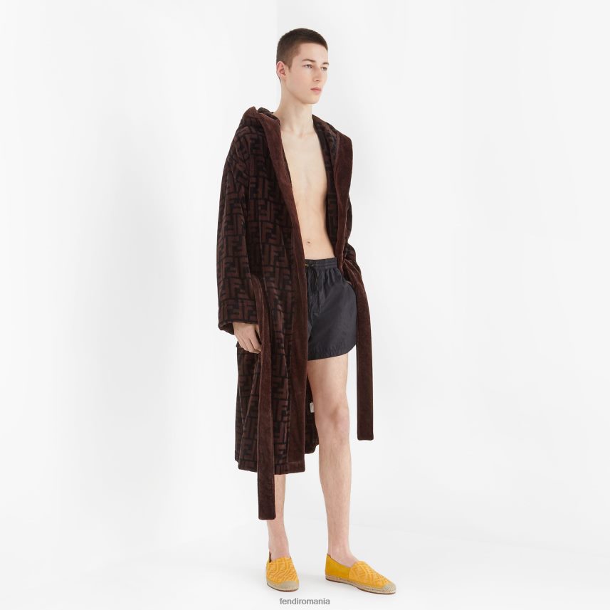 halat de baie din bumbac maro Fendi bărbați îmbrăcăminte 86084L2179